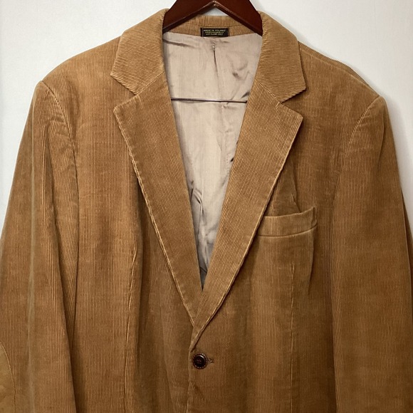 Mens Corduroy Blazer Jacket Sport Coat Elbow Patch Vintage Style Tan Brown - Picture 1 of 10
